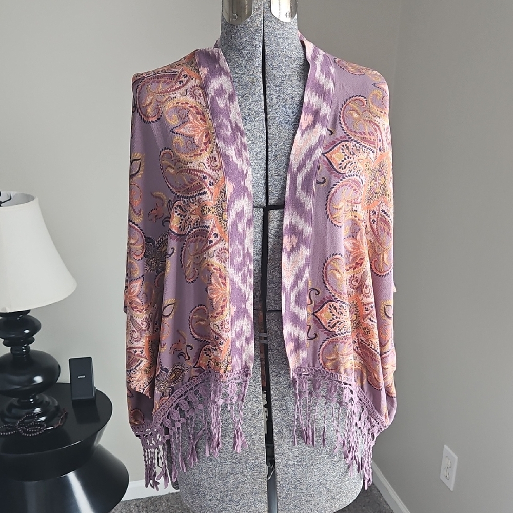 Mason + Belle Boho Kimono With Crochet Trim